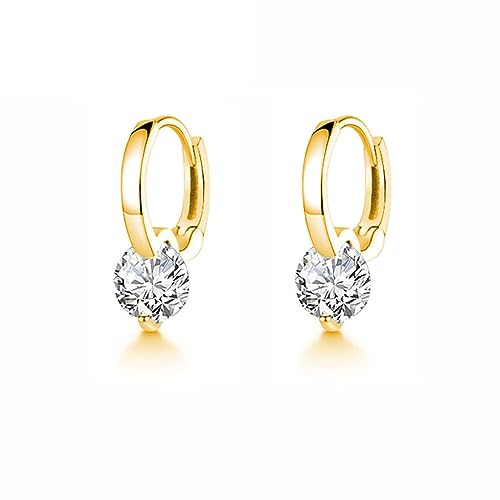 SLUYNZ 925 Sterling Silber CZ Creolen Ohrringe für Damen Mädchen Minimalistische Creolen Ohrringe Huggie (B-Gold) von SLUYNZ