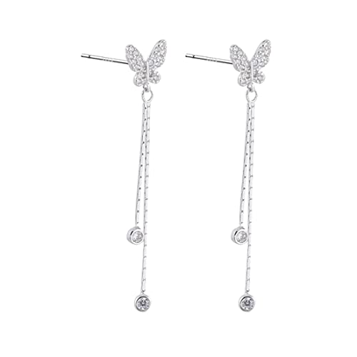 SLUYNZ Sterling Silber CZ Schmetterling Ohrringe Ketten für Frauen Damen Schmetterling Ohrhänger kette Lange Ohrringe von SLUYNZ