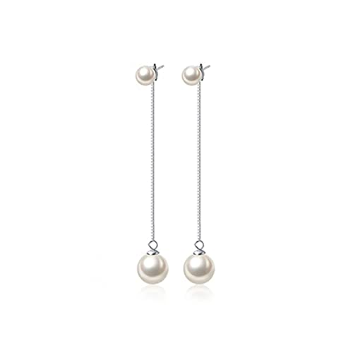 SLUYNZ Sterling Silber Perlen baumeln Ohrringe Kette für Frauen Teen Mädchen Hochzeit Perle Tropfen Ohrringe Lange Quaste (A-Silver) von SLUYNZ