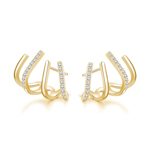 SLUYNZ 925 Sterling Silber Manschetten ohrringe für Damen Mädchen Ear Cuff Ohrringe Crawler Ohrringe Ohrklemme (B-Gold) von SLUYNZ