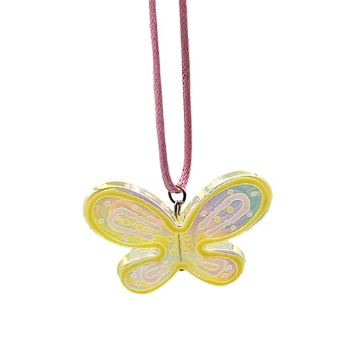 Bunter Schmetterlings-Anhänger, Halskette, Schlüsselbein-Kette, Temperament-Halsband, schlicht, niedlich, Statement-Schmuck, Schmetterlings-Anhänger, modisches Accessoire, Charm, eleganter Choker von SLXLYH