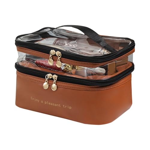 Effektiver Reisefreundlicher Make-up-Halter mit zwei Ebenen, einfacher Make-up-Halter für einfachen Zugriff und Organizer, braun von SLXLYH