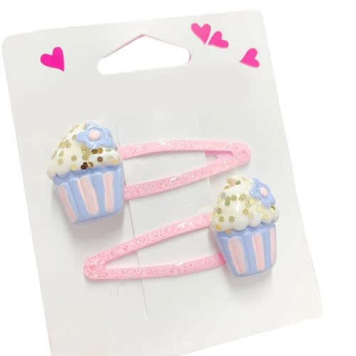 Haarspangen für Mädchen, glitzernde Schmetterlinge und Cupcakes, 2 Stück, Cartoon-Haarnadel, Haarschmuck, Kinderhaar-Accessoire-Set von SLXLYH
