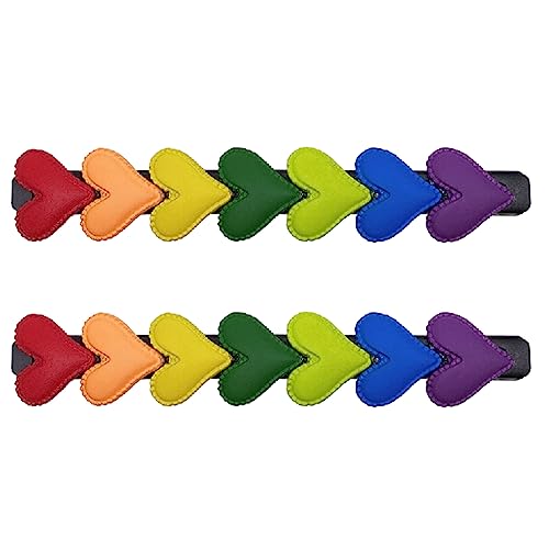 Haarspangen für heiße Mädchen, Pferdeschwanz, Regenbogen-Herzform, Haarspangen für Teenager, heiße Mädchen, 1 Stück / 2 Stück von SLXLYH
