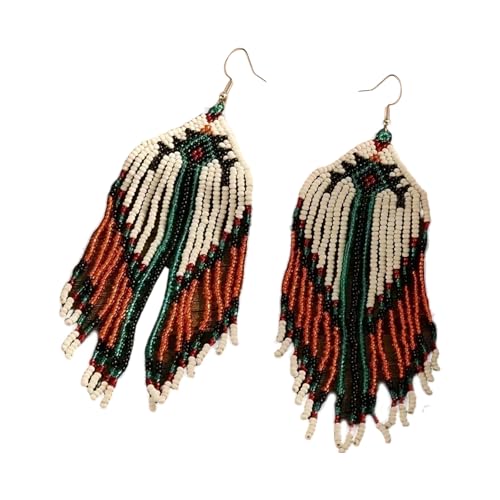 Handgefertigte Ohrringe mit ethnischen Quasten, Glasperlen, baumelnder Ohrschmuck, leicht, Damen-Accessoires, leichte Perlen-Tropfen-Ohrringe, Einheitsgröße, Wie beschrieben, Wie beschrieben von SLXLYH