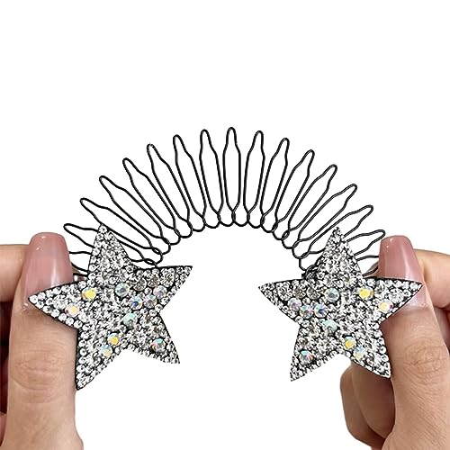 Kristall-Haarspange, Braut-Haarkamm mit fünfzackigem Stern, Seitenkamm mit Strasssteinen, Haarkamm für Mädchen von SLXLYH