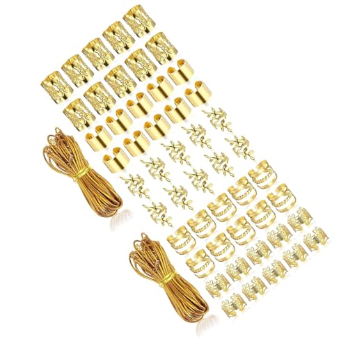 SLXLYH 52 Stück Haardekorationspaket, Multipackungen, Zopfverzierungen, Haarringe für Männer, Frauen, Jungen, Mädchen (Gold) von SLXLYH