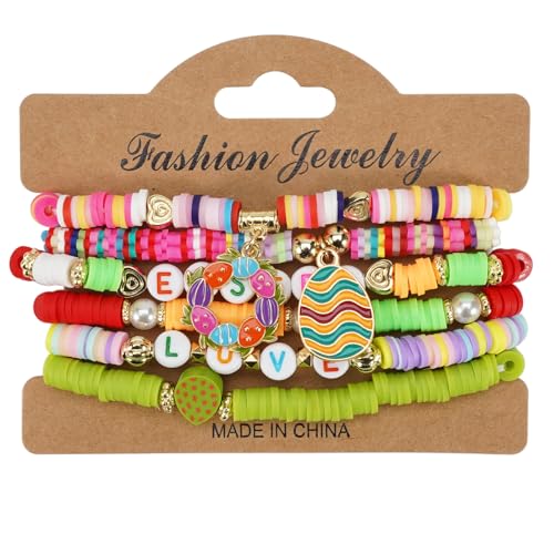 SLXLYH 6 Stück Modische Osterkaninchen Und Eierstile Polymer von SLXLYH