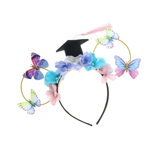 SLXLYH Blumen-Haarbänder für Kinder und Mädchen, Schmetterlingskronen, verstellbare Blumen-Haar-Accessoires für Fotografie-Requisiten (Farbe, Junggesellenhut) von SLXLYH
