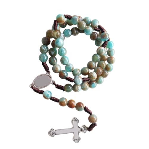SLXLYH Buntes Glas-Gebetsperlen-Rosenkranz-Armband, handgefertigt, geknotete Perlen für Damen und Herren, 30x4, Seil aus Acryl und Legierung SLXLYH Buntes Glas-Gebetsperlen-Rosenkranz-Armband, handgefertigt, geknotete Perlen für Damen und Herren, 30x4, Seil aus Acryl und Legierung von SLXLYH