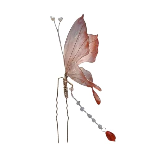SLXLYH Buyao Glitzernde Schmetterlings-Haarspange, 3D-Schmetterling, filigran, Buyao für traditionelle Kopfbedeckungen, Haarschmuck (rot) von SLXLYH