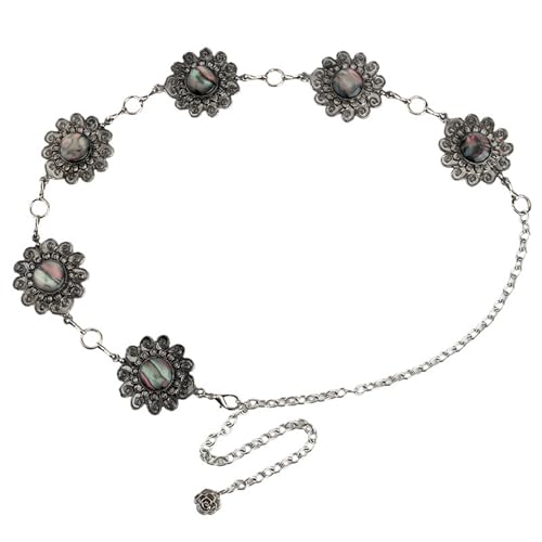 SLXLYH Damen Taillenkette Vintage Blume Mode Körperkette Verstellbarer Kettengürtel für moderne Frauenkleidung, See dimensional drawing, Metall SLXLYH Damen Taillenkette Vintage Blume Mode Körperkette Verstellbarer Kettengürtel für moderne Frauenkleidung, See dimensional drawing, Metall von SLXLYH
