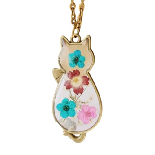 SLXLYH Einzigartige handgefertigte Halskette mit Katzenanhänger aus Kunstharz, Tierform, Legierung, Textur, geeignet für modische Frauen von SLXLYH