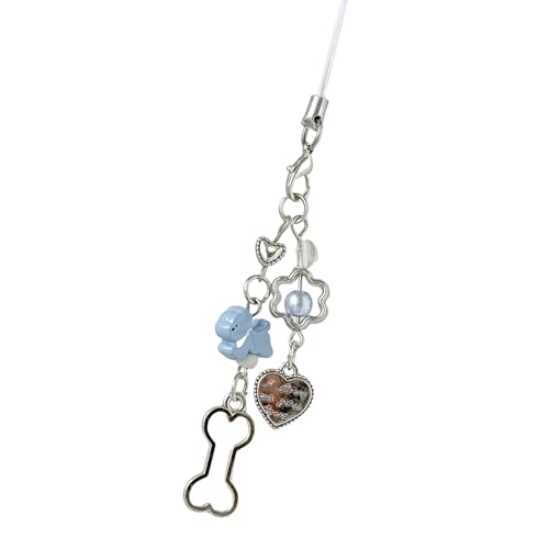 SLXLYH Elegant Blue Heart Dogs Telefon Charme Multifunktional Blue Heart Puppy Telefonkette Bag Dekoration Kamera Hörphone von SLXLYH