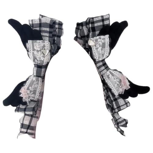 SLXLYH Flügel-Haarspange, Schleifen, Balletcore, große Schleifen, flache Clip, Balletcore-Haarnadel, elegante Haarspange für Sträuße, Schwarz kariert, Paar von SLXLYH