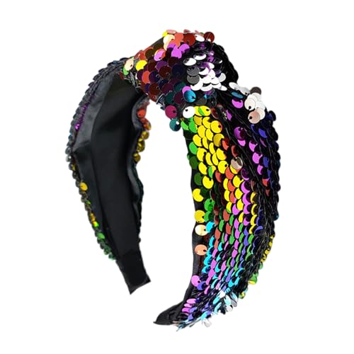 SLXLYH Geknotetes Stirnband für Damen, modischer Pailletten-Haarreif, hoher Totenkopf, Turban-Haarband, Vintage, glitzernd, für den täglichen Gebrauch (Farbe) von SLXLYH