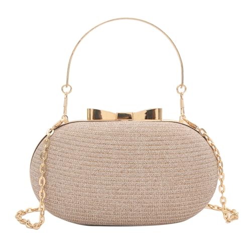 SLXLYH Glitzernde Geldbörse aus PU-Leder, Abendtasche mit Tragegriff oben, Metallkette, kleine Handtasche für formelle Veranstaltungen und Partys, Abendtasche, gold, One Size von SLXLYH