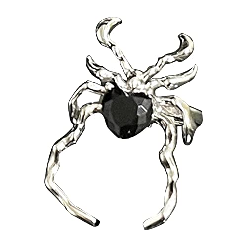SLXLYH Gotische Unregelmäßige Spinnen Web Zirkonringe Schwarzer Kristall Grunge Open Punk Dunkle Spinnen Animal Goth Ringe Für Frauen von SLXLYH