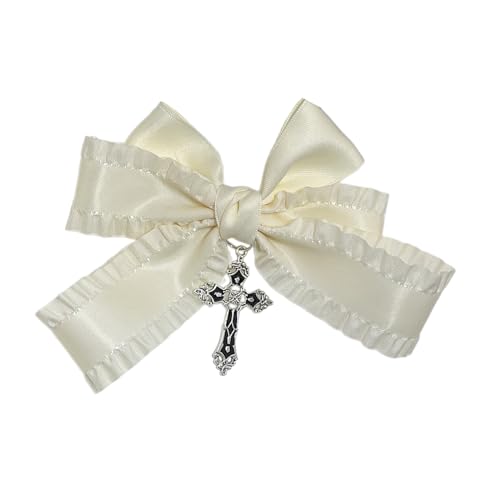 SLXLYH Haarschleifen mit Anhänger, Haarspange, Haarspange für Damen, Pferdeschwanzhalter für Mädchen, Beige, 1 Stück SLXLYH Haarschleifen mit Anhänger, Haarspange, Haarspange für Damen, Pferdeschwanzhalter für Mädchen, Beige, 1 Stück von SLXLYH