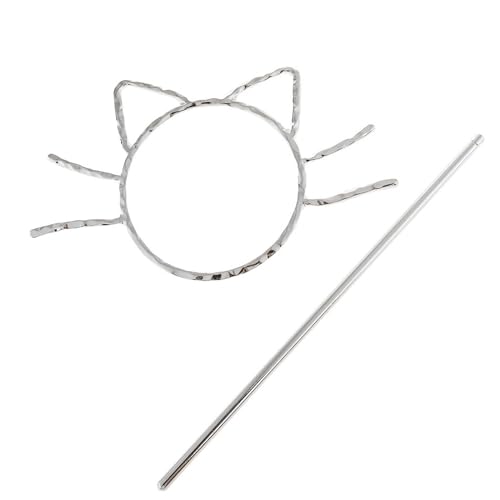 SLXLYH Haarspange in Katzenkopf-Form, Kopfschmuck, Haarnadeln, Haarknoten, Haarspangen, Metallnadel für Mädchen und Damen (Silber) von SLXLYH
