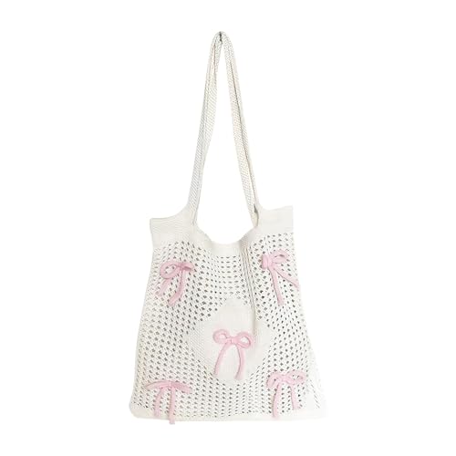 SLXLYH Handgefertigter Häkelstrand Tasche Für Frauen Mesh Faltbare Schulterbeteiligung Freizeit Mesh Beach Bag von SLXLYH