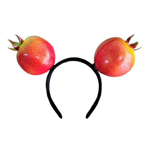 SLXLYH Kreatives doppelköpfiges Obst-/Gemüse-Stirnband für Kinder, Jugendliche und modebegeisterte Erwachsene für Partys (Doppelkopf-Granatapf) von SLXLYH