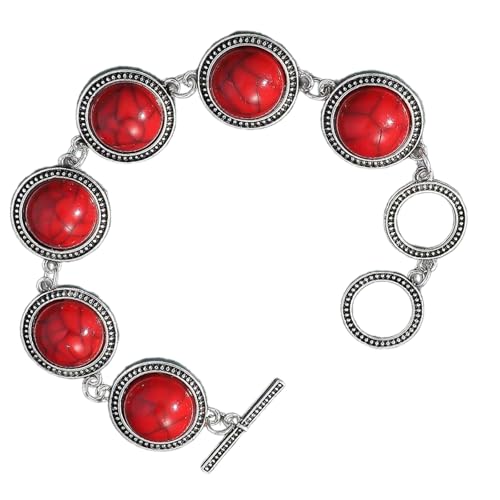 SLXLYH Modisches Vintage-Armband mit runden Steinen, für Damen, mit stabilen Perlen und verstellbaren Designs, As shown, Metall SLXLYH Modisches Vintage-Armband mit runden Steinen, für Damen, mit stabilen Perlen und verstellbaren Designs, As shown, Metall von SLXLYH