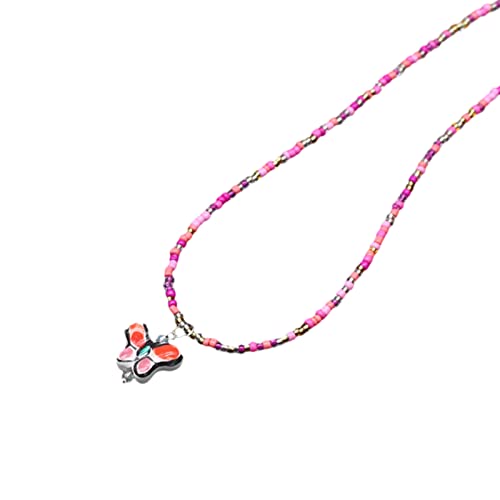 SLXLYH Perlen-Halskette, koreanischer Schmetterling-Anhänger, Choker, süß, bunt, Modeschmuck, Geschenk, Schmetterlings-Anhänger von SLXLYH