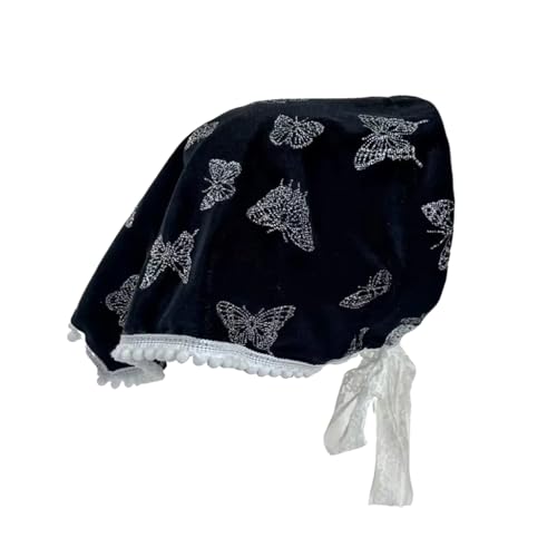 SLXLYH Schmetterlings-Haarschal, Leopardenmuster, Stirnband, Kopfwickel, Halloween, Spitzenschädel für Erwachsene, kreative Kopfbedeckung, Foto-Requisiten (9 schwarze Schmetterlinge he) von SLXLYH