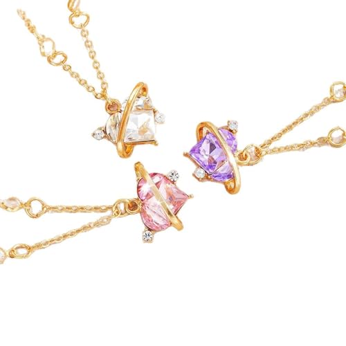 SLXLYH Set mit 3 Herz-Anhängern, trendiges Damen-Accessoire, Legierung, Textur, Kette, Schmuck für legere und besondere Anlässe von SLXLYH