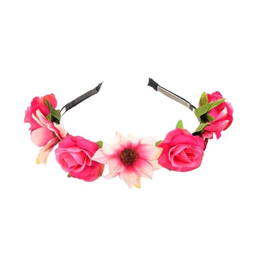 SLXLYH Sonnenblumen-Haarband, Blumen-Haarreif für Damen und Mädchen, Girlanden, Haarschmuck für Fotografie, Requisiten, Musikfestival, Rosarot von SLXLYH
