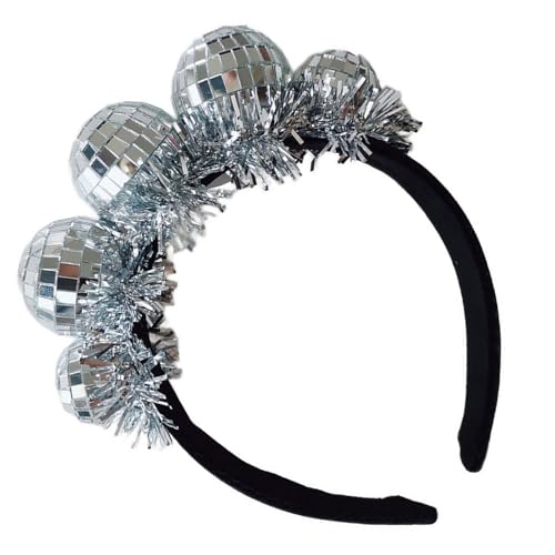 SLXLYH Verspiegelte Haarbänder, Plastomer-Haarschmuck, verstellbar, bequem, für Partys und Feiern, Weiß und Schwarz (5 Kugeln) von SLXLYH