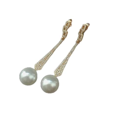 SLXWSXZE 12MM Round White Sea Shell Pearl Gold color Plated cubic zirconia pave geometric Stud Earrings for women SLXWSXZE 12MM Round White Sea Shell Pearl Gold color Plated cubic zirconia pave geometric Stud Earrings for women von SLXWSXZE