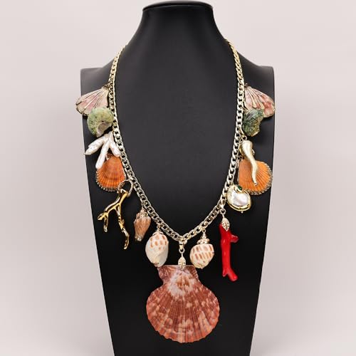 SLXWSXZE 17-23" Multi Sea Shell Pearl Chain Coral Necklace Summer Beach Jewelry Vintage For Lady Party Jewelry SLXWSXZE 17-23" Multi Sea Shell Pearl Chain Coral Necklace Summer Beach Jewelry Vintage For Lady Party Jewelry von SLXWSXZE