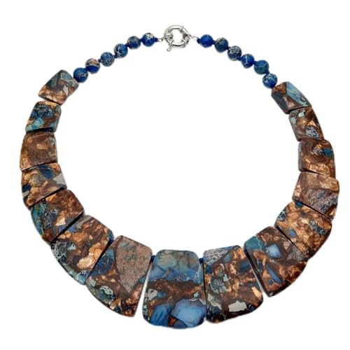 SLXWSXZE 19'' Mixed Color Sea Sediment Imperial Jasper Graduated Necklace von SLXWSXZE