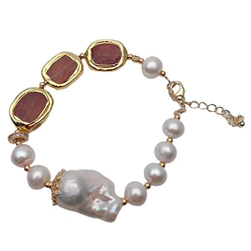 SLXWSXZE 19x28mm White Keshi Pearl Gemstone Charm Bracelet Freshwater Cultured Pearl Carnelian rectangle Bracelet SLXWSXZE 19x28mm White Keshi Pearl Gemstone Charm Bracelet Freshwater Cultured Pearl Carnelian rectangle Bracelet von SLXWSXZE