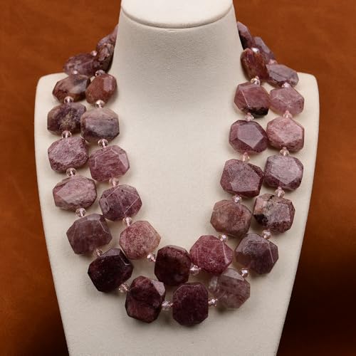 SLXWSXZE 2 Rows Large Faceted Strawberry Moscovite Quartz Stone Chunky Necklace SLXWSXZE 2 Rows Large Faceted Strawberry Moscovite Quartz Stone Chunky Necklace von SLXWSXZE