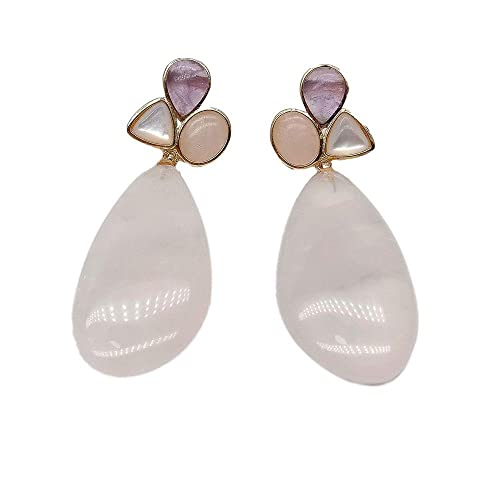 SLXWSXZE Amethyst teardrop Rose Quartz White Shell Dangle Stud Earrings romantic style for women SLXWSXZE Amethyst teardrop Rose Quartz White Shell Dangle Stud Earrings romantic style for women von SLXWSXZE