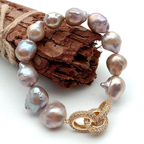 SLXWSXZE Cultured PurpleNucleated Flameball Baroque Pearl Stretch Bracelet gold color pave Connector luxury for women SLXWSXZE Cultured PurpleNucleated Flameball Baroque Pearl Stretch Bracelet gold color pave Connector luxury for women von SLXWSXZE