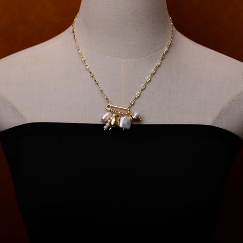 SLXWSXZE Freshwater Multi Shape Pearl Charm Gold Plated Chain Necklace Pendant SLXWSXZE Freshwater Multi Shape Pearl Charm Gold Plated Chain Necklace Pendant von SLXWSXZE