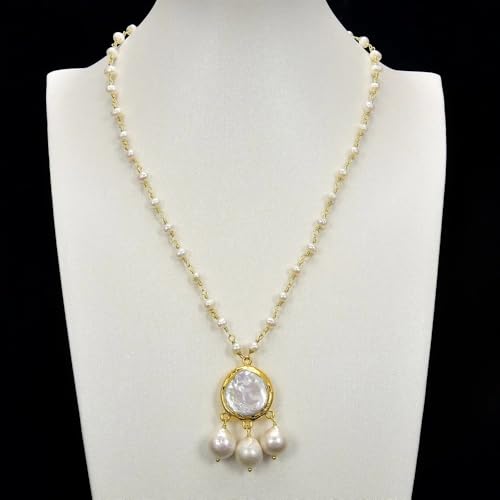 SLXWSXZE Freshwater White Pearl Chain Necklace Gold Plated Keshi Pearl Pendant 18" SLXWSXZE Freshwater White Pearl Chain Necklace Gold Plated Keshi Pearl Pendant 18" von SLXWSXZE