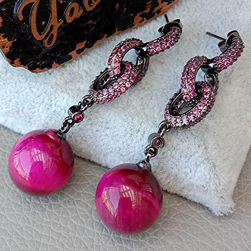 SLXWSXZE Fuchsia Cubic Zirconia Round Red Tiger's Eye Fuchsia Ring gunmetal color Stud Earrings cute Jewerly For Women SLXWSXZE Fuchsia Cubic Zirconia Round Red Tiger's Eye Fuchsia Ring gunmetal color Stud Earrings cute Jewerly For Women von SLXWSXZE