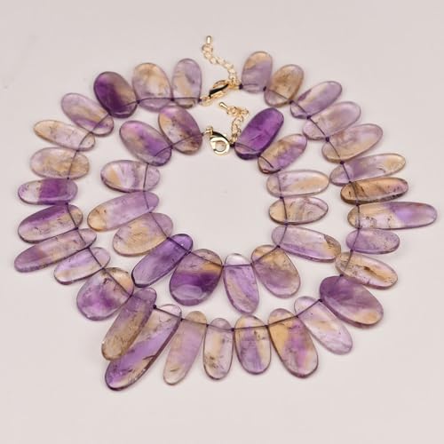 SLXWSXZE Quartz Top-drill Oval Shaped Amethyst Crystal Necklace Bracelet Sets von SLXWSXZE