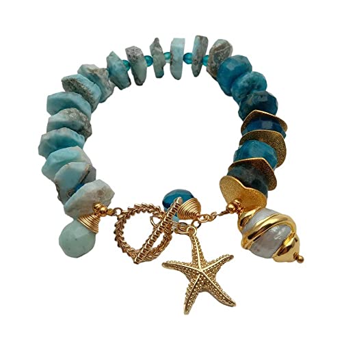 SLXWSXZE Rough Apatite Bracelet Pearl Gold plated charm 9" SLXWSXZE Rough Apatite Bracelet Pearl Gold plated charm 9" von SLXWSXZE