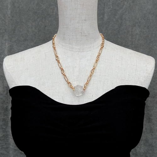 SLXWSXZE Stone Gold Plated Chain 18x21mm rough Raw Pendant Chokers Necklace Women Layered Jewelry von SLXWSXZE