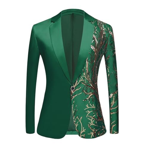SLYGOU Blazer Anzugjacke Freizeit,Blazer Herren Metallic-PaillettenanzüGe Glitzer Outfit Herren Pailletten Sakko Glitzer Jacket für Hochzeit und Party Formelle Kleidung für Herren von SLYGOU