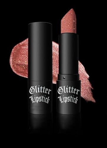 Glitter Lipstick Lip Gloss, Rot Lila Schwarz Langanhaltender Glitter Lip Stick Makeup Geschenk (2) von SLYHHZHMY