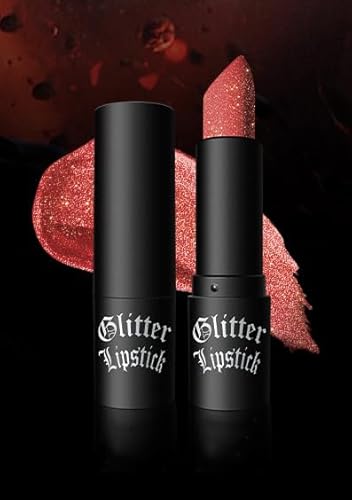 Glitter Lipstick Lip Gloss, Rot Lila Schwarz Langanhaltender Glitter Lip Stick Makeup Geschenk (5) von SLYHHZHMY