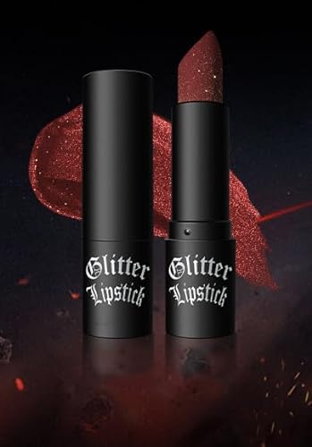 Glitter Lipstick Lip Gloss, Rot Lila Schwarz Langanhaltender Glitter Lip Stick Makeup Geschenk (7) von SLYHHZHMY