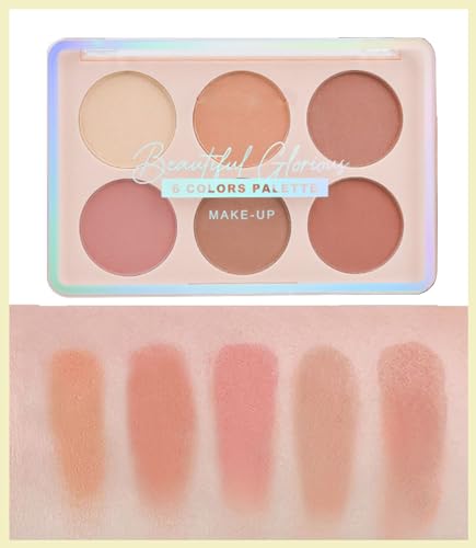 Highlighting & Highlighting Makeup Palette - Highlight Blush Eyeshadow Nose Shadow Matte Shimmer 6 Farben, Multi-Purpose Wange Kontur Makeup Palette, Eye Highlight Natural Highlighting (B01) von SLYHHZHMY